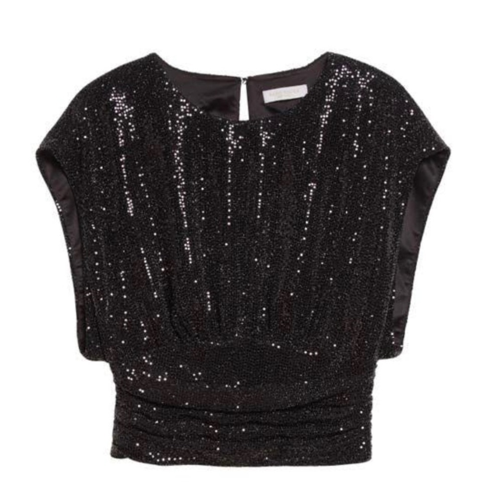 Ramy Brook Women's Black Short-Sleeve Evan Sequin Cutout Top